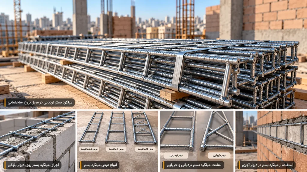 اجرای میلگرد بستر نردبانی در دیوار بلوکی اجرای میلگرد بستر نردبانی در دیوار بلوکی